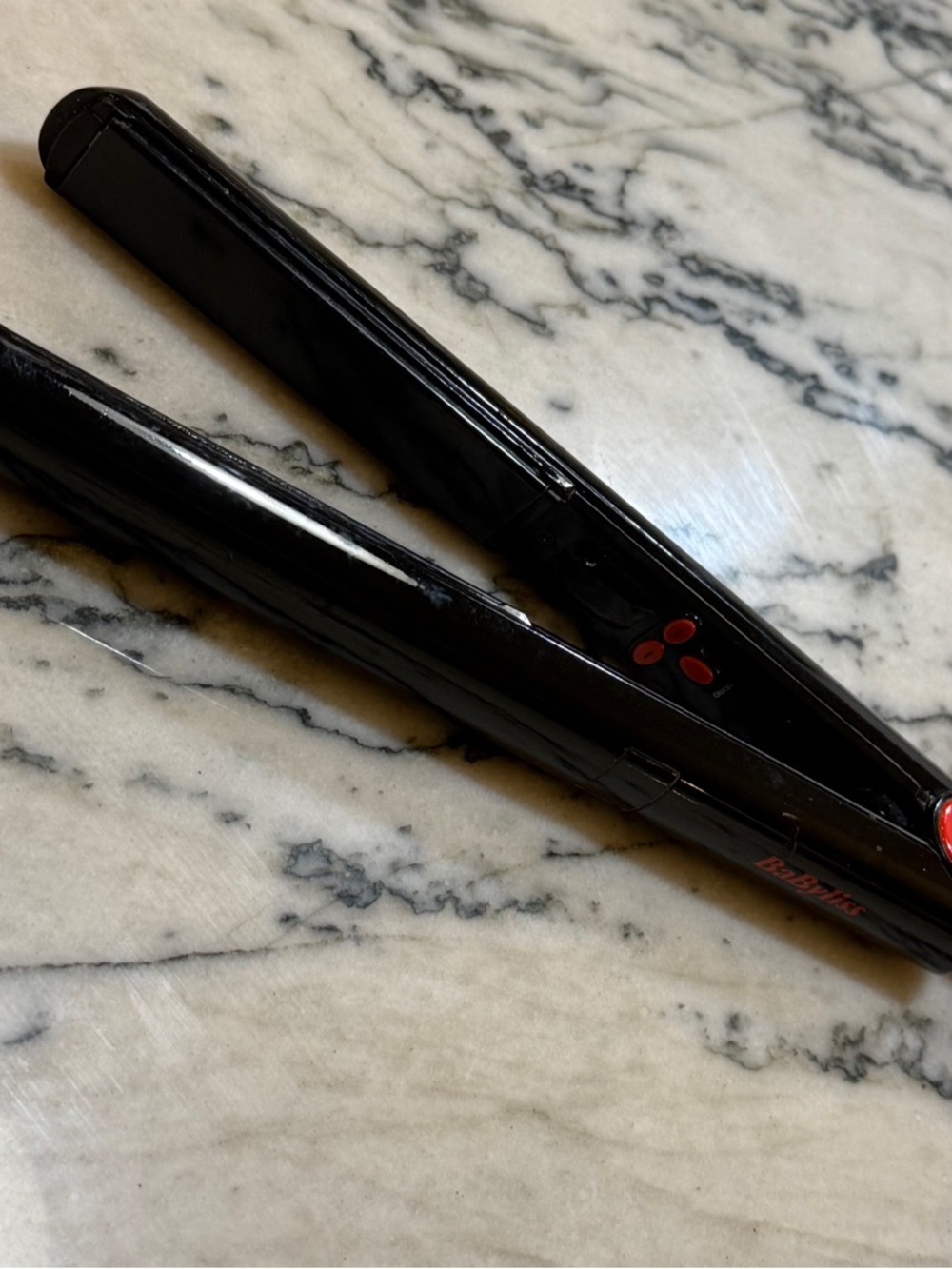 BaByliss Black Hair Straightener with Red Accent Buttons